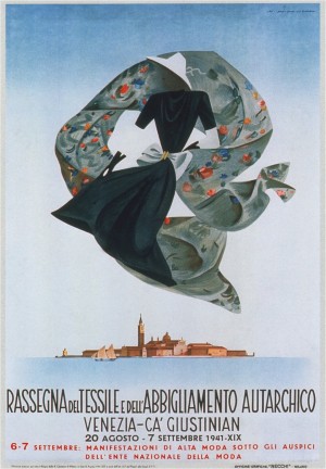 1941 poster Rasegma del Tessile e dell Abbigliamento Autarchico, Venezia